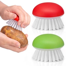 Vegetable Brush Scrubber for Food 2Pcs Set Fruit and Veggie Brush Silicone Top a