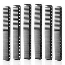 Salbsever 6PC Carbon Fiber Cutting Comb - Barber Hair Stylist Comb, Heat