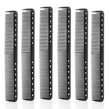 Salbsever 6PC Carbon Fiber Cutting Comb - Barber & Hair Stylist Comb, Heat