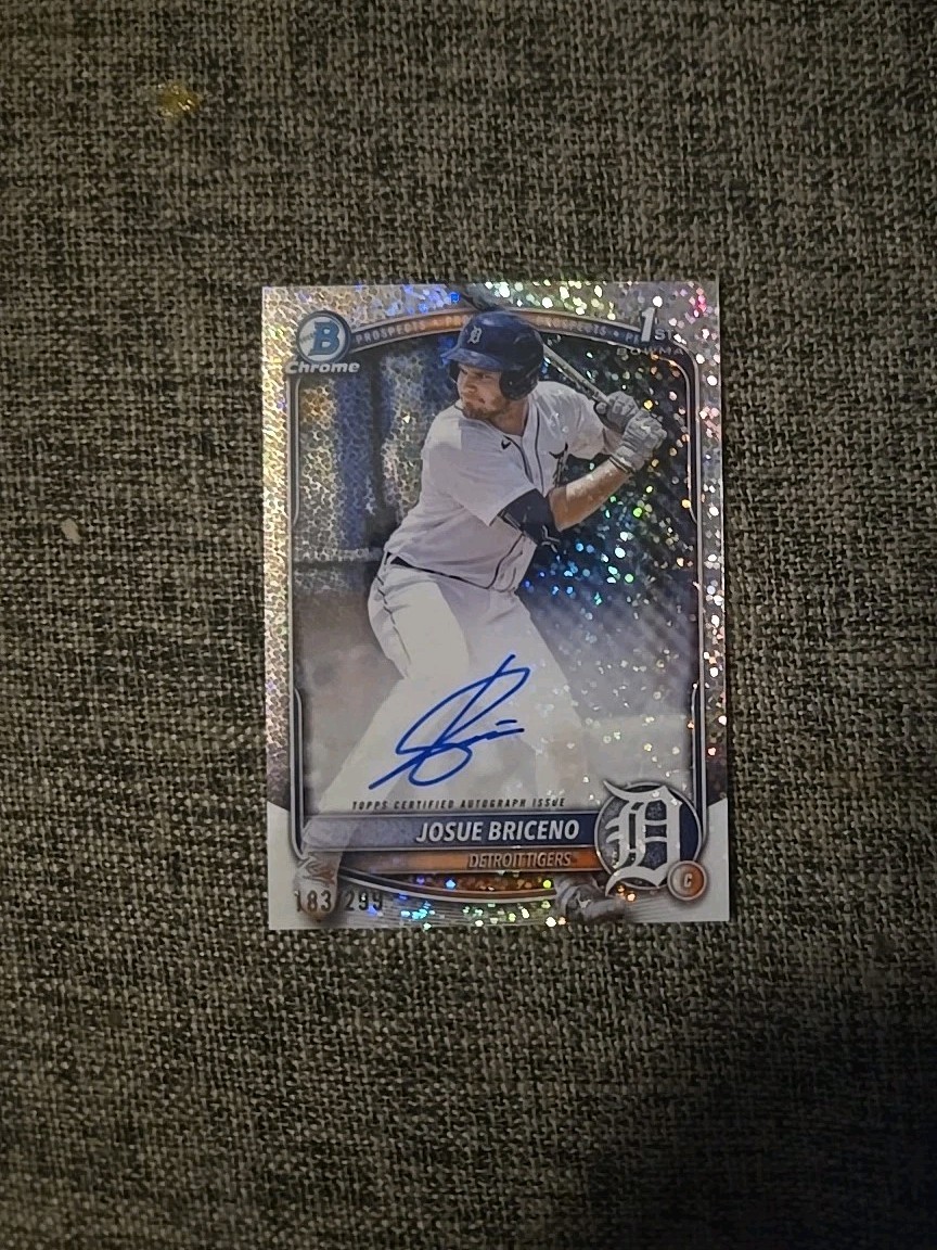 Josue Briceno 2025 Bowman Chrome 1st Speckle Refractor Chrome Autograph 183/299