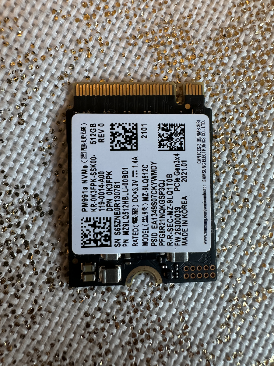 Samsung 512GB SSD M.2 2230 30mm PM991a NVMe PCIe Gen3 x4