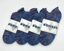 BOMBAS 4 pairs Men's honeycomb Gripper Ankle Socks Cushion Size Large blue