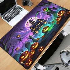 40 90cm Halloween Castle Scene Mouse Pad - Large Non-Slip Rubber Base, Spooky Go