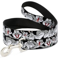 "Dog Leash 6-FEET Bugs Bunny CLOSE-UP Poses Black Narrow 0.5\" (Us Import)"