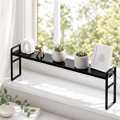 1 Pcs 3.5'' W Expandable Window Sill Plant Shelf, 13.7'' to 23.6'' L, Supports u...