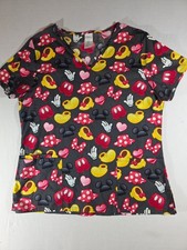 Disney Womens Size Medium Mickey Minnie Mouse Scrub Top