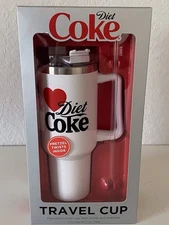 I Love DIET COKE 40 Oz Stainless Steel TUMBLER TRAVEL CUP W/STRAW Gift Box NEW