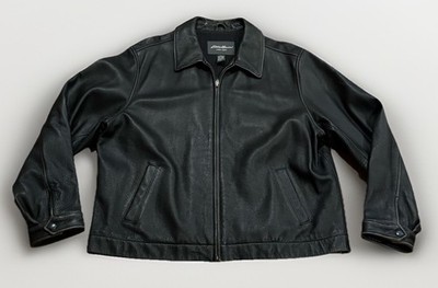 Vintage Eddie Bauer Leather Cafe Racer Motorcycle Jacket Bomber Mens XXL