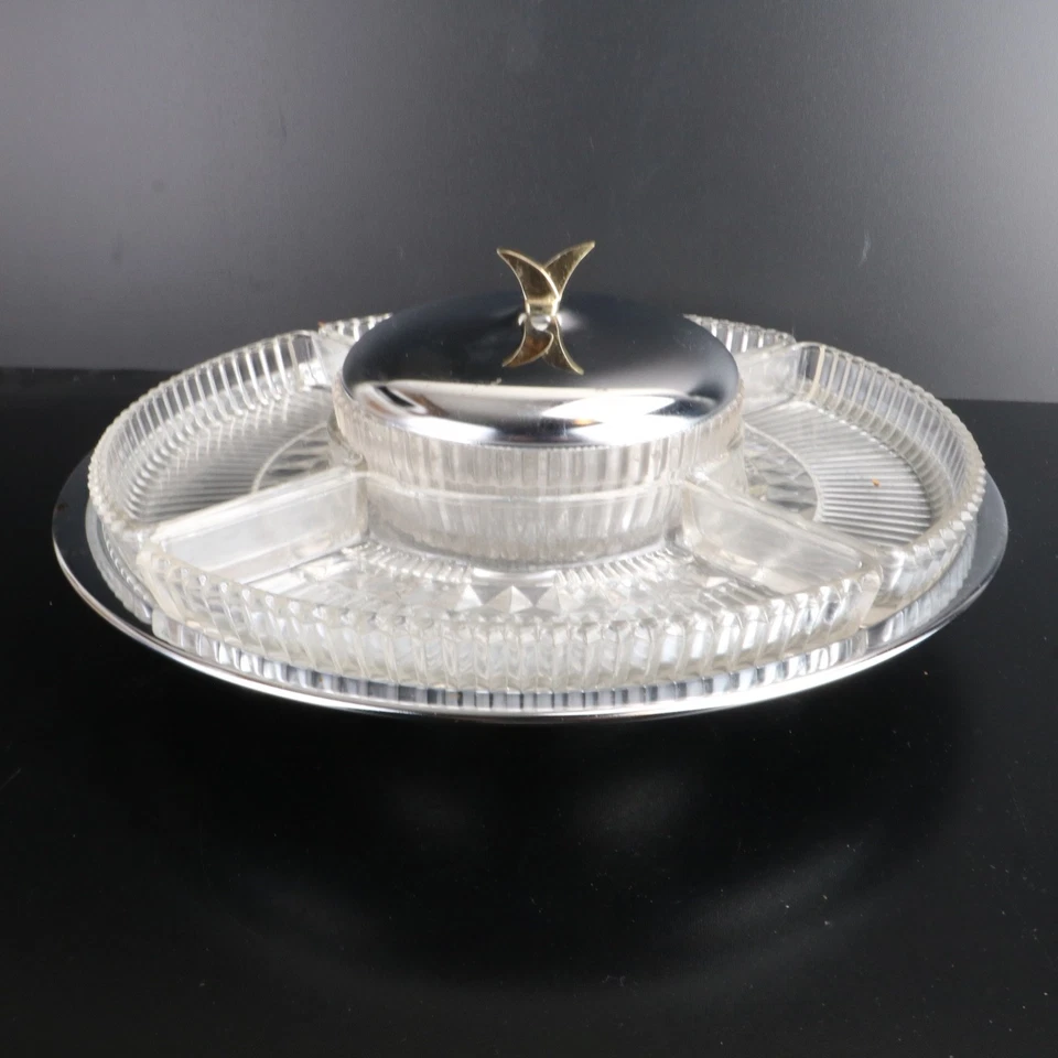 Vtg Kromex Lazy Susan Condiment Dip Tray - Image 2 of 4