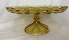 Vintage Anchor Hocking Fairfield pattern amber glass pedestal cake stand 10”