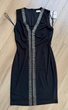 NWT Calvin Klein Scuba Sheath Elegant Dress Silver and Bronze Jeweled $129 Retai