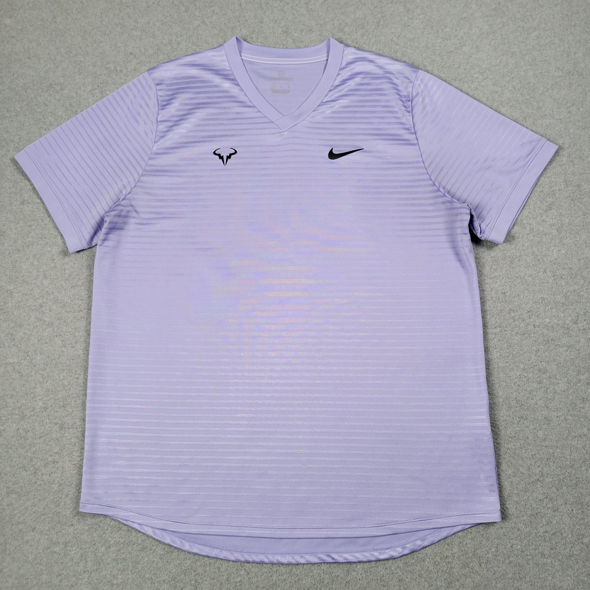 Nike Court Rafa Challenger Tennis Shirt Men XL Matte Stripe Rafael