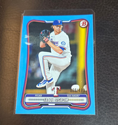 Topps 2025 Bowman Jacob deGrom Texas Rangers Blue Parallel #64 066/499
