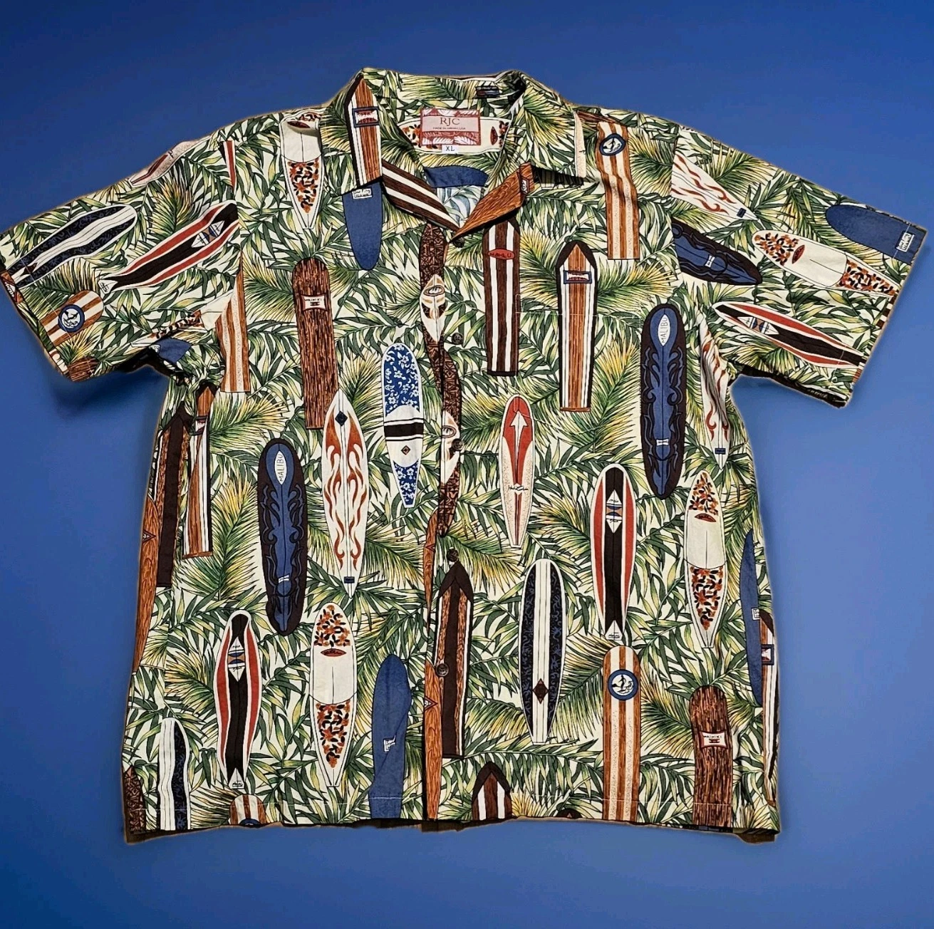 RJC Men's Hawaiian Surfboards XL Multicolored Tropical Made In Hawaii USA