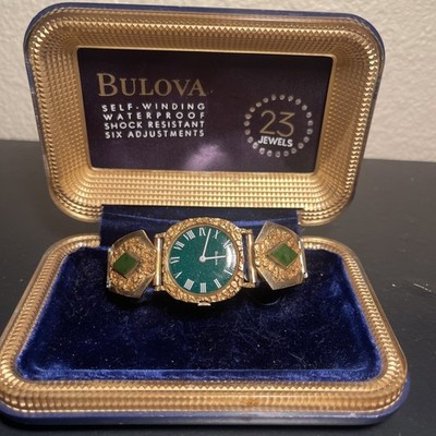 Alaskan Gold Nugget And Jade Pipeline Watch 10k 22k Bulova with box