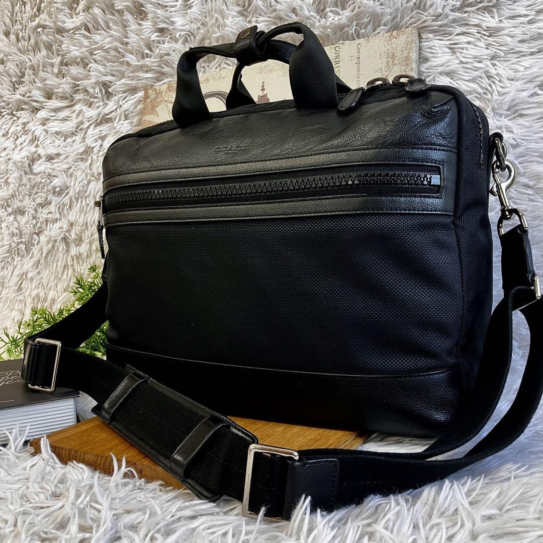 Coach Convertible 3-Way Leather Business Backpack Briefcase in Black