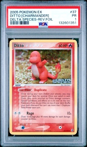 PSA 1 2005 Pokemon EX Delta Species Ditto Charmander STAMPED Reverse Holo 37/113