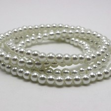 150 Pcs White Glass Faux Pearl Smooth Round Beads 6mm Jewelry Making