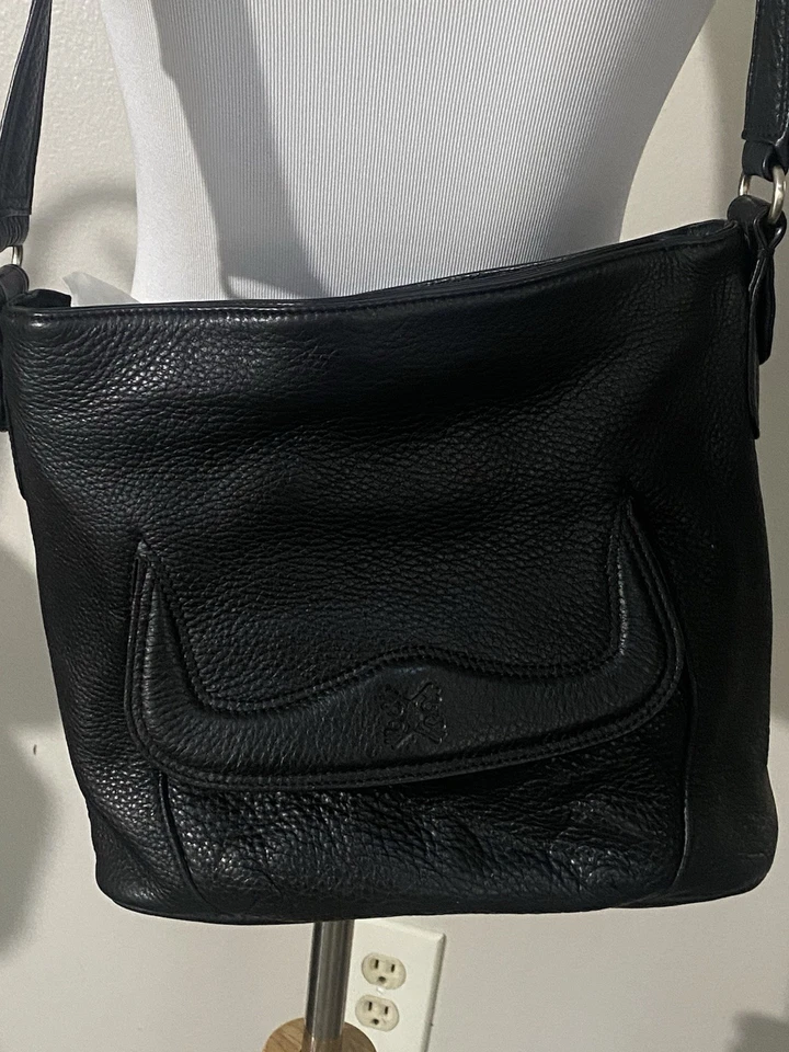 STONE MOUNTAIN NWT ($169) ADA Black Pebbled Leather Crossbody/Shoulder Bag Purse - Image 3 of 4
