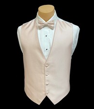 Men's Flow Formals Blush Pink Tuxedo Vest  Tie Bow or Long Groom Prom Wedding