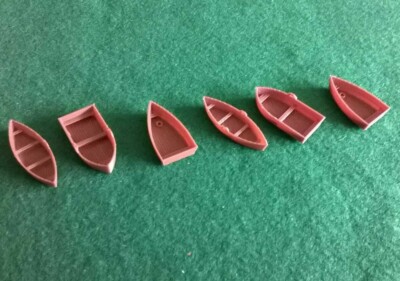 Modellboote Spur O x 6 Boote mit drei Designs Ruderboote Zug Landschaft