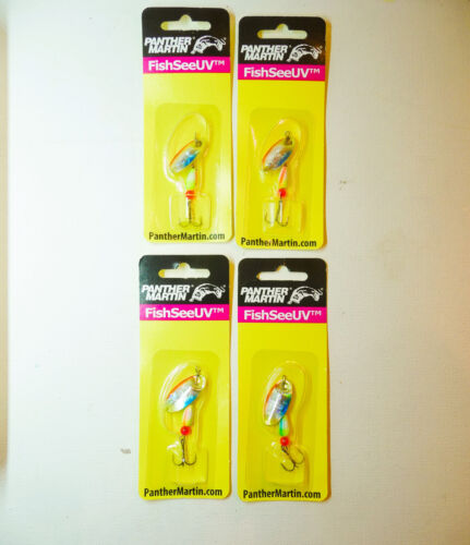 4 NIP - Panther Martin 4PMUV-OWB FishSeeUV In-Line Spinner’s #4 1/8 oz