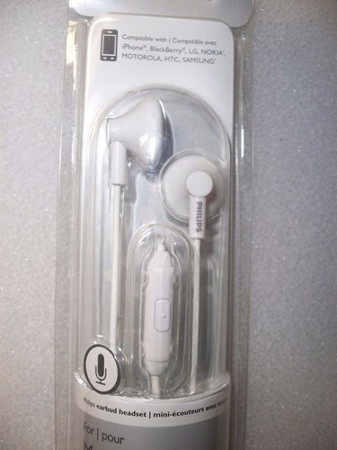 Phillips, SHE2105WT/28, In-Ear Earbud headset, White Wire White Buds & Mic - Picture 2 of 4