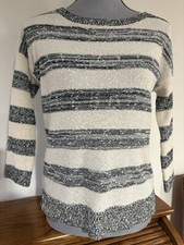 LOFT Women s White Black Knit Sweater Size M Retail 59.50