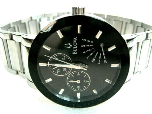 BULOVA 96C105 MEN'S DRESS WATCH S/S CASE \u0026 BLACK DIAL \u0026 LUMINOUS HANDS  ANALOG | eBay