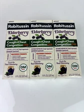 3 x 8oz Robitussin Elderberry Adult Cough+Chest Congestion DM Max Strength 8/25