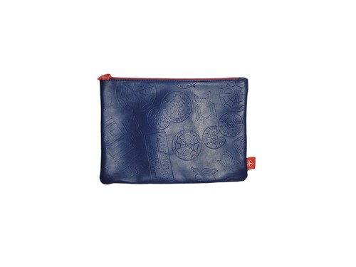 Marvel SPIDERMAN - Embossed Faux Leather Blue and Red Zippered Pouch