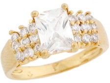 10k or 14k Real Yellow Gold White CZ Beautiful Ladies Engagement Ring