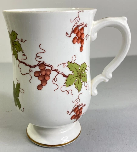 Royal Victoria Teacup Footed Mug Fine Bone China Grapes Vines England Vintage