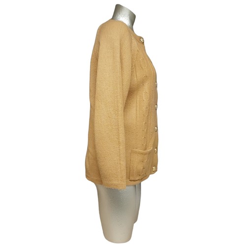 Acryl Strickjacke Pullover M Taschen Zopfmuster Knopfleiste Taiwan Vintage - Bild 4 von 7
