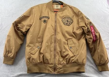 Brooklyn Laundry Jacket Men’s Sz XL Tan Tactical Bomber Full Zip Airborne