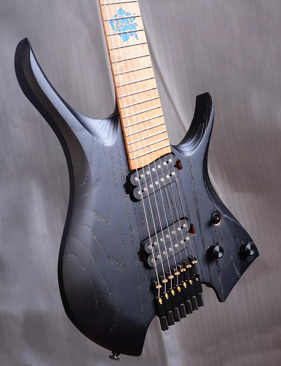 7 Strings Headless Electric Guitar black color Roasted Wenge Neck