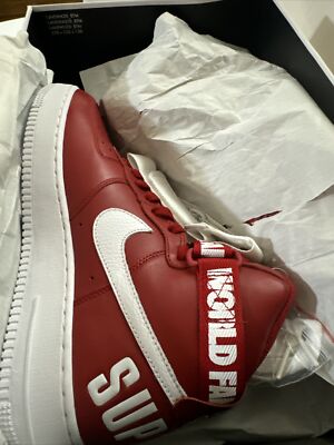 Size 9.5 - Nike Air Force 1 High SP x Supreme Red 2014