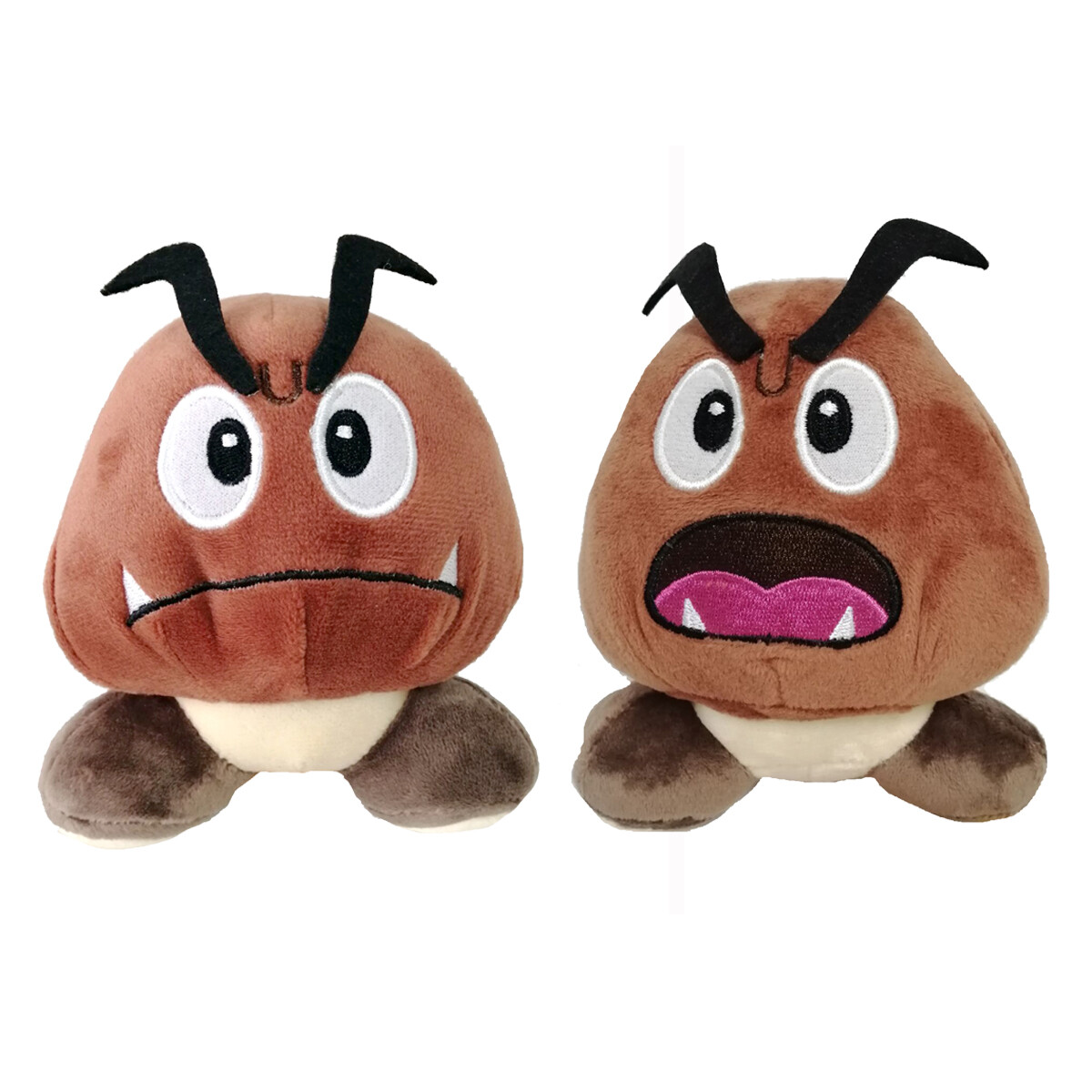 2X Goomba Open Mouth Super Mario Bros Plush Toy Stuffed Animal