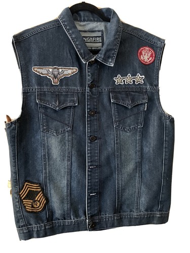 RING OF FIRE DENIM VEST WITH PATCHES 