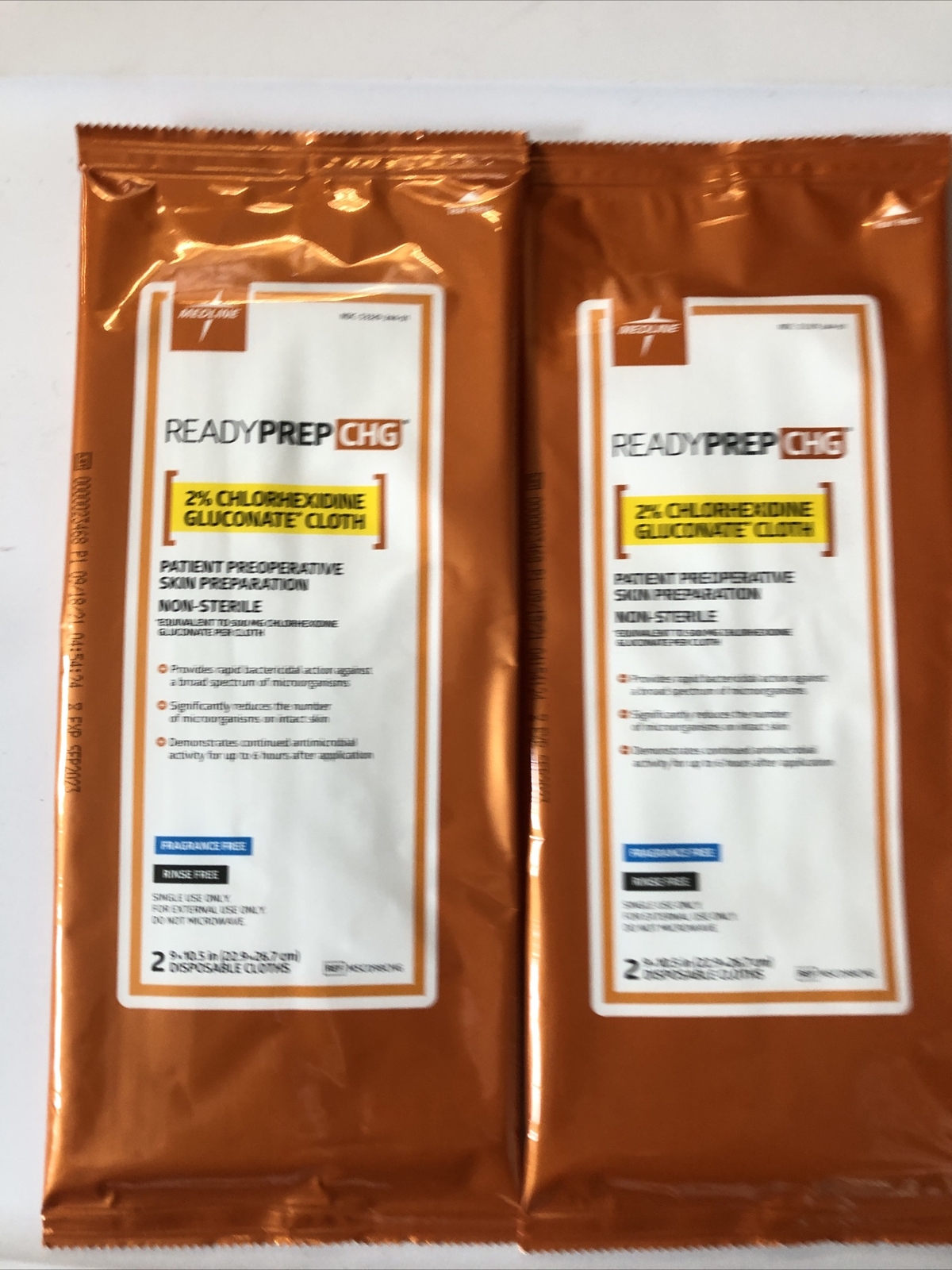 Medline ReadyPrep CHG Disposable Skin Prep Lot Of 2 (4 Cloths Total