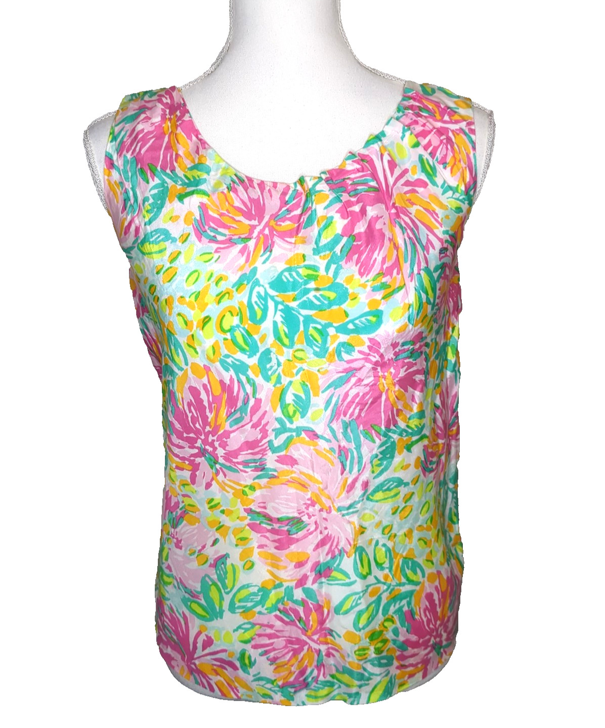 Lilly Pulitzer Women's XS Blouse Silk Cotton Tank Top Sleeveless Floral