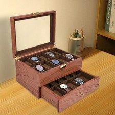 20 Slot Watch Box Wood Display Case Organizer Jewelry Storage Containe Men Women