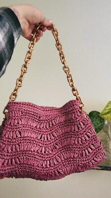 Zara Raffia Chain Shoulder Bag