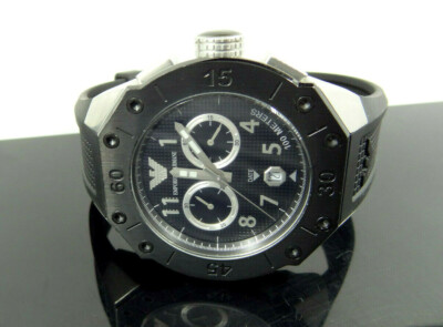 Emporio Armani AR0665 Chronograph Date Rubber Black Strap Men's