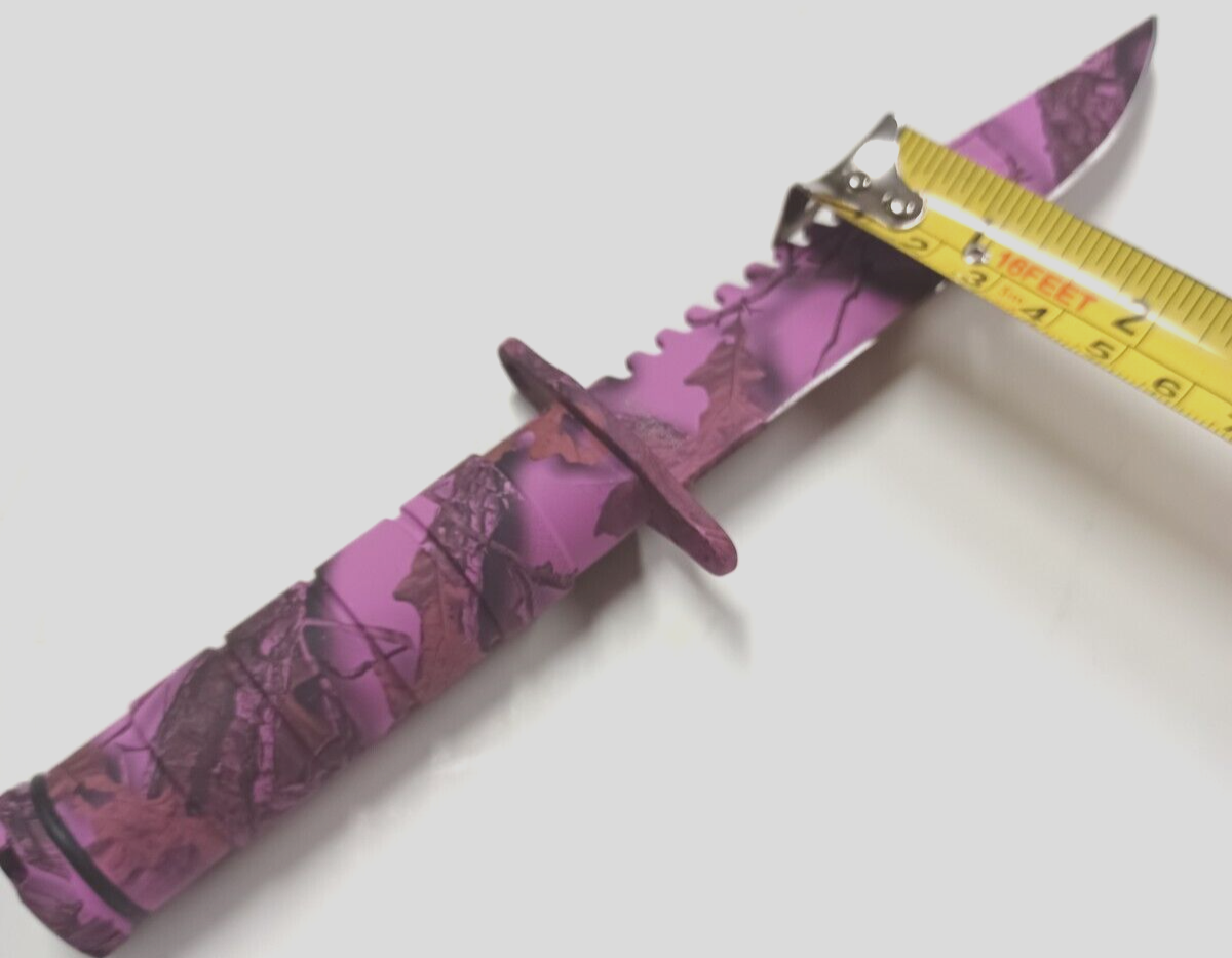 8.5" FIXED BLADE SURVIVAL KNIFE WITH BELT SHEATH AND ACCESSORIES PURPLE HUNTING eBay