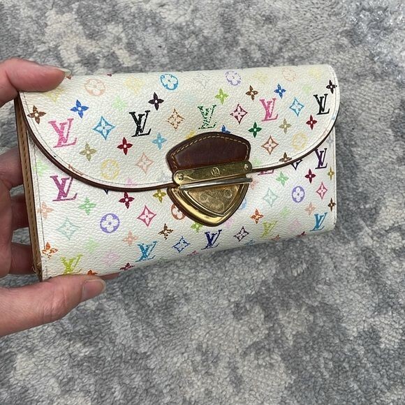 Louis Vuitton White Multicolor Eugenie Long Pushlock Wallet Takashi Murakami thumbnail 2