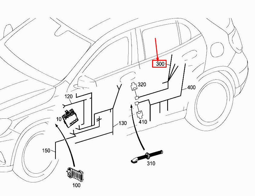 Neu MERCEDES-BENZ GLA X156 Kabelbaum für die hintere Tür A2465404300 Original