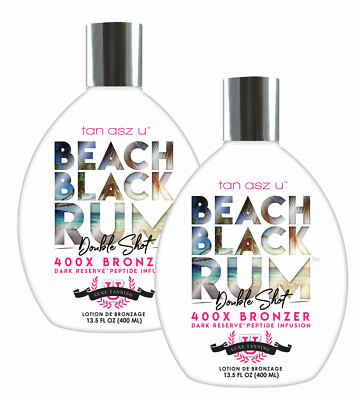 2 Bottles Double Shot Beach Black Rum Tanning Lotion 400X Bronzer by Tan Asz U