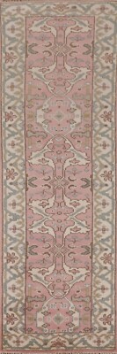 Pink/ Ivory Oushak Oriental Area Rug 2' 6'' x 9' 10'' Wool Hand-knotted Carpet