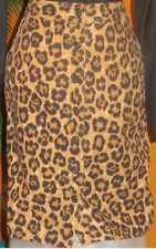 RALPH LAUREN NWT $109 8 camel beige & black leopard pencil women's skirt linen